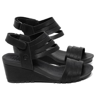 Anabela   Cunha Salto de 5 cm em Couro Preto - Codigo - 137418