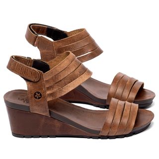 Anabela   Cunha Salto de 5 cm em Couro Marrom - Codigo - 137418