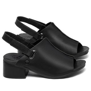 Sandália   Boho Salto de 4 cm em Couro Preto - Codigo - 137420