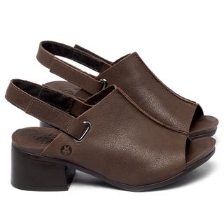 Sandália   Boho Salto de 4 cm em Couro Café - Codigo - 137420