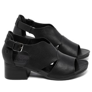 Sandália   Boho Salto de 4 cm em Couro Preto - Codigo - 137421