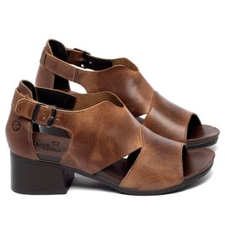 Sandália   Boho Salto de 4 cm em Couro Marrom - Codigo - 137421
