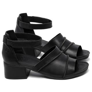 Sandália   Boho Salto de 4 cm em Couro Preto - Codigo - 137423