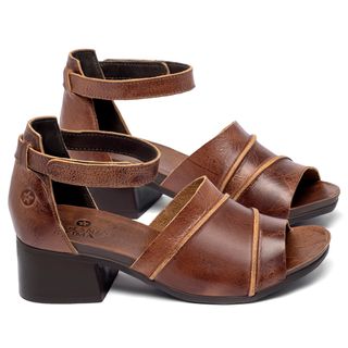 Sandália   Boho Salto de 4 cm em Couro Marrom - Codigo - 137423