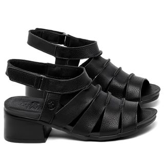 Sandália   Boho Salto de 4 cm em Couro Preto - Codigo - 137428