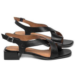 Sandália   Laranja Lima Shoes Classic Salto de 3 cm em Couro Preto - Codigo - 157065