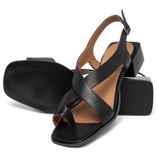 Sandália   Laranja Lima Shoes Classic Salto de 3 cm em Couro Preto - Codigo - 157065