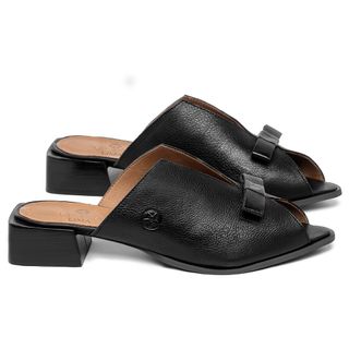 Sandália   Laranja Lima Shoes Classic Salto de 3 cm em Couro Preto - Codigo - 157066