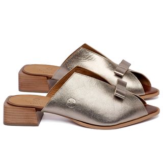 Sandália   Laranja Lima Shoes Classic Salto de 3 cm em Couro Metalizado - Codigo - 157066