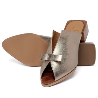 Sandália   Laranja Lima Shoes Classic Salto de 3 cm em Couro Metalizado - Codigo - 157066