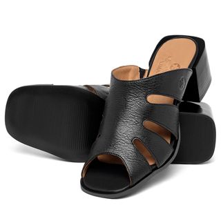 Sandália   Laranja Lima Shoes Classic Salto de 5 cm em Couro Preto - Codigo - 157073