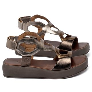 Sandália   Boho Salto de 4 cm em Couro Metalizado - Codigo - 157095