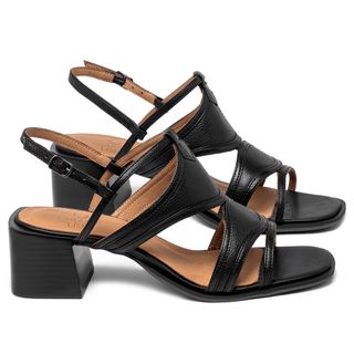 Sandália   Laranja Lima Shoes Classic Salto de 5 cm em Couro Preto - Codigo - 157105