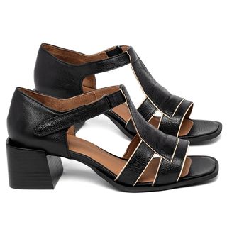 Sandália   Laranja Lima Shoes Classic Salto de 5 cm em Couro Preto - Codigo - 3897