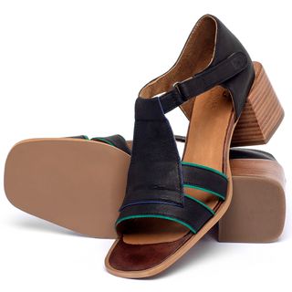 Sandália   Laranja Lima Shoes Classic Salto de 5 cm em Couro Preto - Codigo - 3897