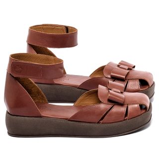 Sandália   Boho Salto de 4 cm em Couro Terracota - Codigo - 3971