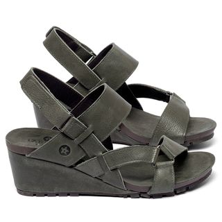 Anabela   Cunha Salto de 5 cm em Couro Musgo - Codigo - 137414