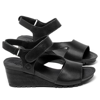 Anabela   Cunha Salto de 5 cm em Couro Preto - Codigo - 137417