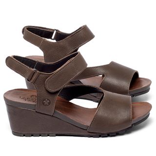 Anabela   Cunha Salto de 5 cm em Couro Café - Codigo - 137417