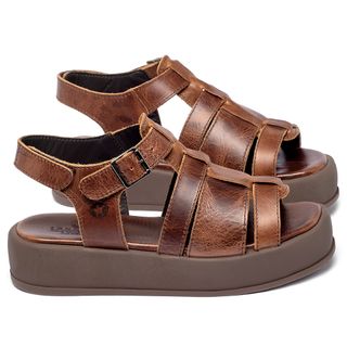 Sandália   Boho Salto de 4 cm em Couro Marrom - Codigo - 153095