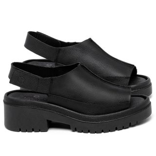 Sandália   Boho Salto de 5 cm em Couro Preto - Codigo - 153099