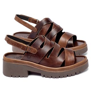 Sandália   Boho Salto de 5 cm em Couro Marrom - Codigo - 153100