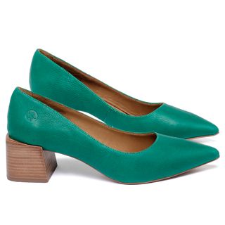 Scarpin   Bico Fino Salto de 5 cm em Couro Verde - Codigo - 157061