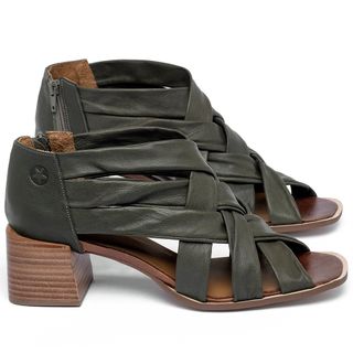 Sandália   Laranja Lima Shoes Classic Salto de 6 cm em Couro Verde - Codigo - 3829