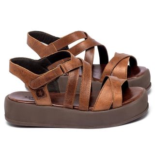 Sandália   Boho Salto de 4 cm em Couro Marrom - Codigo - 153096