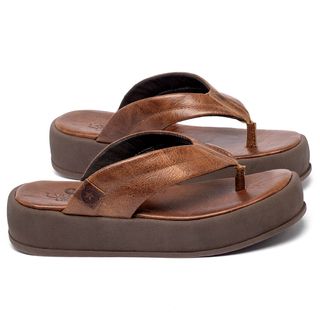 Sandália   Boho Salto de 4 cm em Couro Marrom - Codigo - 153097