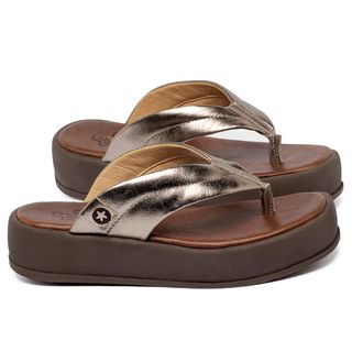Sandália   Boho Salto de 4 cm em Couro Metalizado - Codigo - 153097