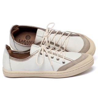 Tênis   Cano Baixo Salto de 5 cm em Couro Off-White - Codigo - 156117