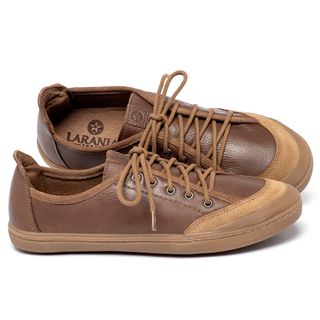 Tênis   Cano Baixo Salto de 5 cm em Couro Caramelo - Codigo - 156117