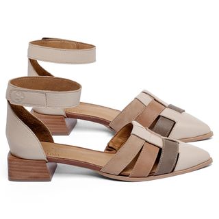 Scarpin   Bico Fino Salto de 4 cm em Couro Nude - Codigo - 157089