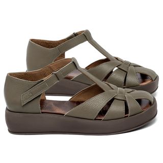 Sandália   Boho Salto de 4 cm em Couro Musgo - Codigo - 157094