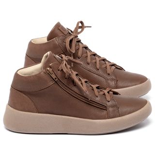 Tênis   Cano Alto em Couro Caramelo - Codigo - 158021