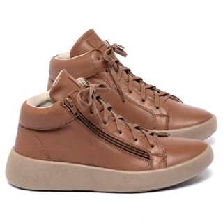 Tênis   Cano Alto em Couro Terracota - Codigo - 158021