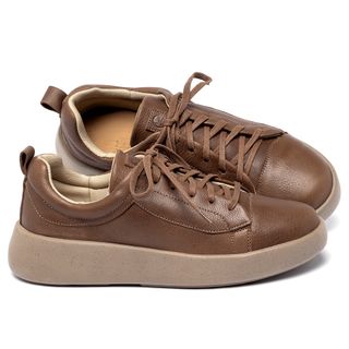 Tênis   Cano Baixo em Couro Caramelo - Codigo - 158024