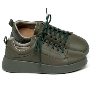 Tênis   Cano Baixo em Couro Musgo - Codigo - 158024