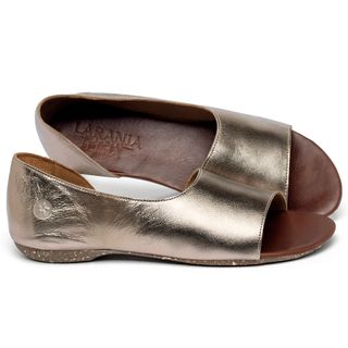 Sandália Rasteira   Flat em Couro Metalizado - Codigo - 148093