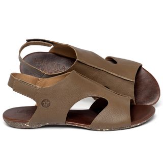 Sandália Rasteira   Flat em Couro Caramelo - Codigo - 148088