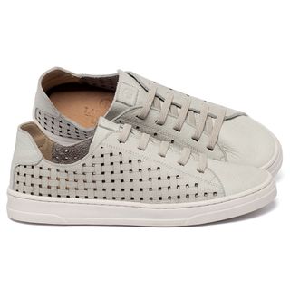 Tênis   Cano Baixo em Couro Off-White - Codigo - 158028