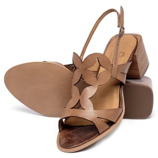 Sandália   Laranja Lima Shoes Classic Salto de 5 cm em Couro Marrom - Codigo - 157083