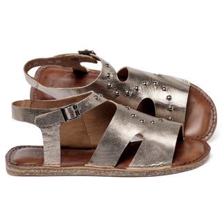 Sandália Rasteira   Flat em Couro Metalizado - Codigo - 156131