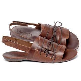 Sandália Rasteira   Flat em Couro Marrom - Codigo - 148098