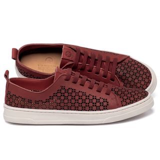 Tênis   Cano Baixo em Couro Vermelho - Codigo - 158027