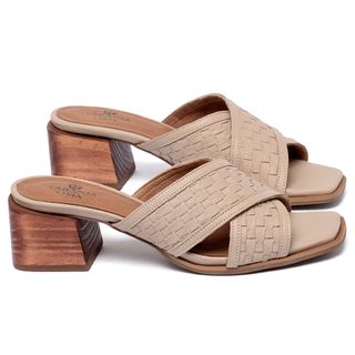 Sandália   Laranja Lima Shoes Classic Salto de 4 cm em Couro Nude - Codigo - 9692