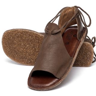 Sandália Rasteira   Flat em Couro Café - Codigo - 156026