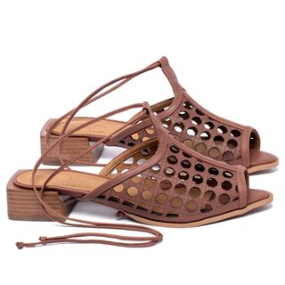 Sandália   Laranja Lima Shoes Classic Salto de 3 cm em Couro Terracota - Codigo - 157104