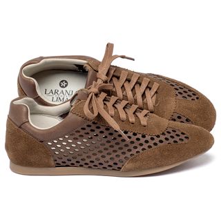 Tênis   Cano Baixo em Couro Caramelo - Codigo - 160007